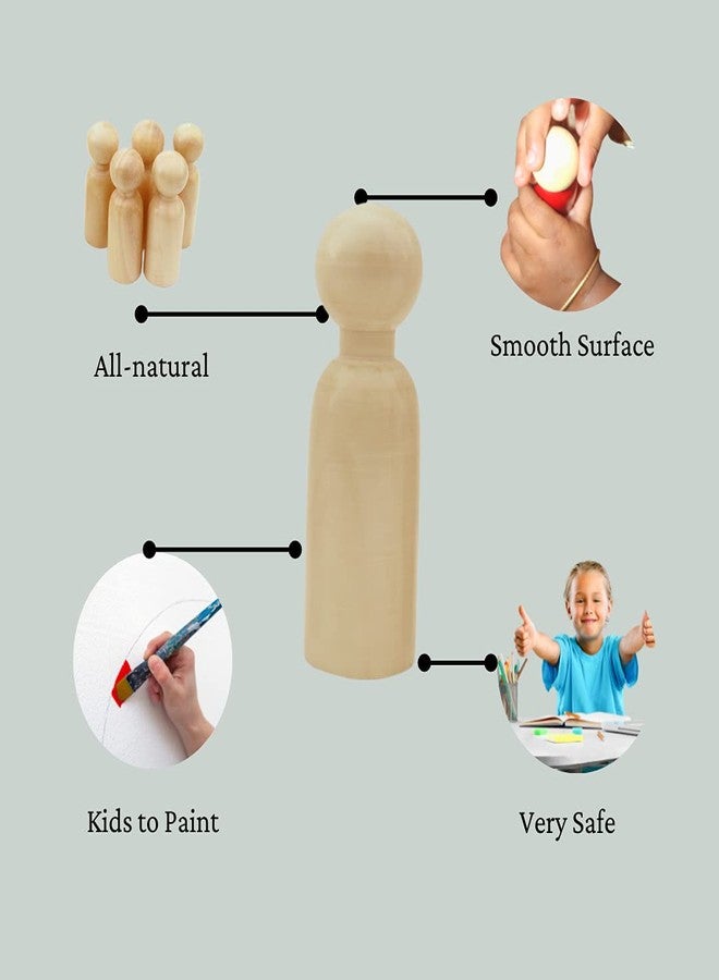 GIFT EQUALS LOVE Wooden Peg Doll (Big 8.5 cm) Natural Handcrafted People Bodies Angel Dolls for DIY Craft 10 Pcs (5 Male & 5 Female) with a Storage Bag (Natural 10 Pcs) - Image 3